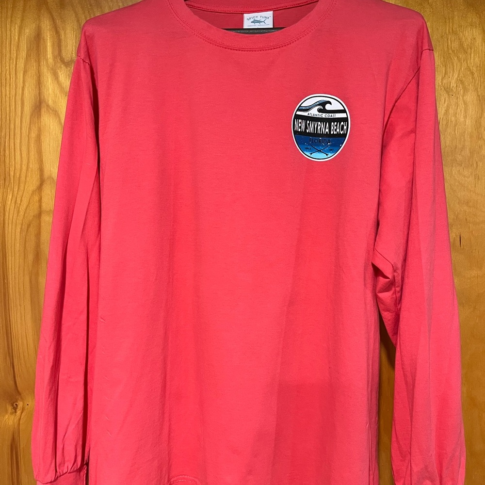 Red Long Sleeve Shirt with Beach Logo